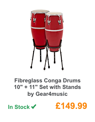 Fibreglass Conga Drums 10'' + 11'' Set with Stands by Gear4music.
