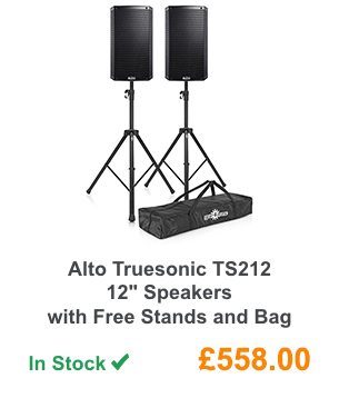 Alto Truesonic TS212 12'' Speakers with Free Stands and Bag.