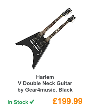 Harlem V Double Neck Guitar by Gear4music, Black.