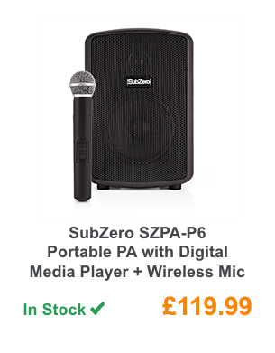 SubZero SZPA-P6 Portable PA with Digital Media Player + Wireless Mic.
