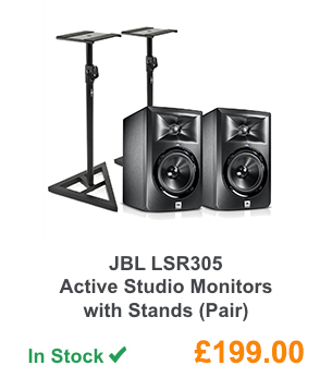 JBL LSR305 Active Studio Monitors with Stands (Pair).