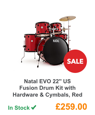 Natal EVO 22'' US Fusion Drum Kit with Hardware & Cymbals, Red.