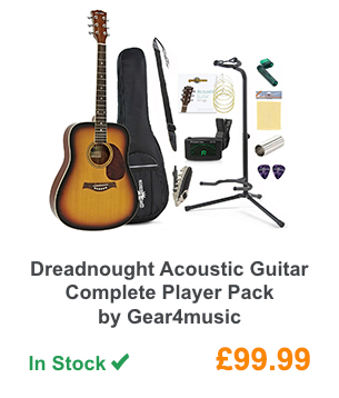 Dreadnought Acoustic Guitar Complete Player Pack by Gear4music.