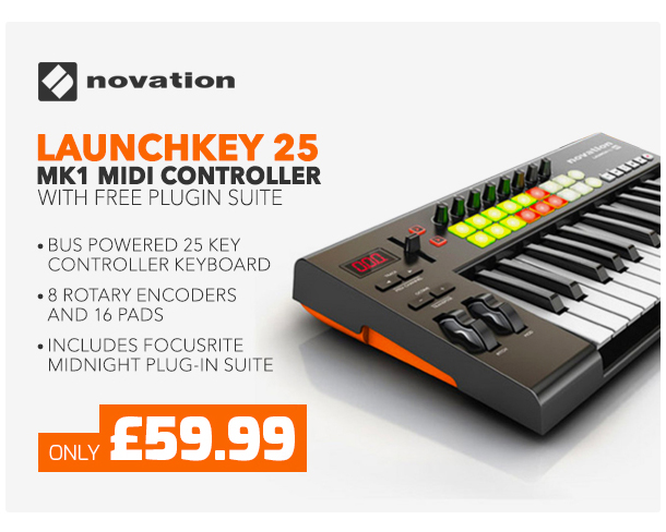 Novation Launchkey 25 MK1 MIDI Controller with Free Plugin Suite.