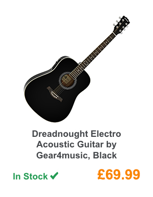 Dreadnought Electro Acoustic Guitar by Gear4music, Black.