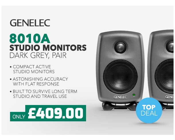Genelec 8010A Studio Monitors Dark Grey, Pair.