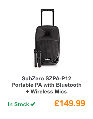 SubZero SZPA-P12 Portable PA with Bluetooth + Wireless Mics.