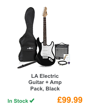 LA Electric Guitar + Amp Pack, Black.