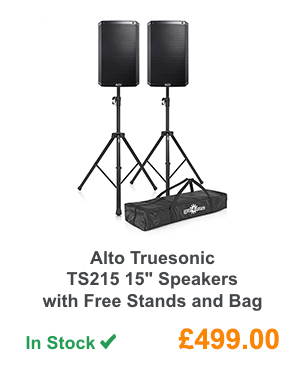Alto Truesonic TS215 15'' Speakers with Free Stands and Bag.