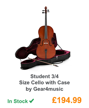 Student 3/4 Size Cello with Case by Gear4music.