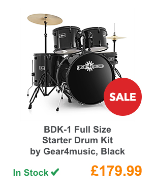 BDK-1 Full Size Starter Drum Kit by Gear4music, Black.