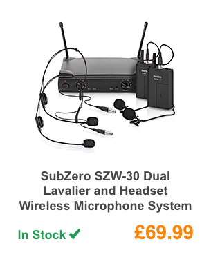 SubZero SZW-30 Dual Lavalier and Headset Wireless Microphone System.
