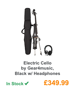 Electric Cello by Gear4music, Black w/ Headphones.