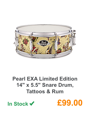 Pearl EXA Limited Edition 14'' x 5.5'' Snare Drum, Tattoos & Rum.