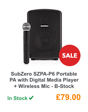 SubZero SZPA-P6 Portable PA with Digital Media Player + Wireless Mic - B-Stock.