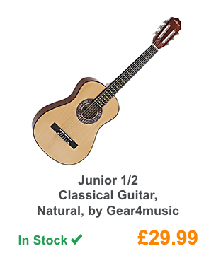 Junior 1/2 Classical Guitar, Natural, by Gear4music.
