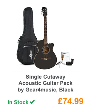 Single Cutaway Acoustic Guitar Pack by Gear4music, Black.