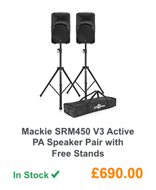 Mackie SRM450 V3 Active PA Speaker Pair with Free Stands.