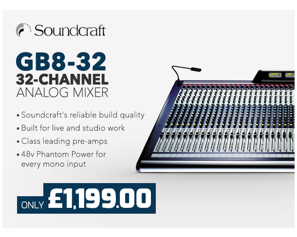 Soundcraft GB8-32 32-Channel Analog Mixer.