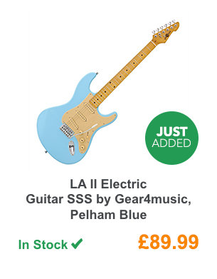 LA II Electric Guitar SSS by Gear4music, Pelham Blue.