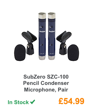 SubZero SZC-100 Pencil Condenser Microphone, Pair.