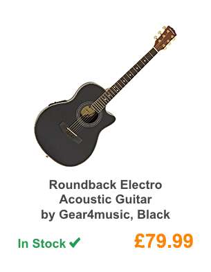 Roundback Electro Acoustic Guitar by Gear4music, Black.