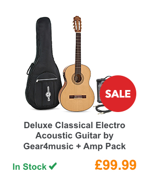 Deluxe Classical Electro Acoustic Guitar by Gear4music + Amp Pack.