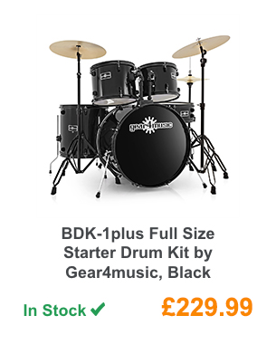 BDK-1plus Full Size Starter Drum Kit by Gear4music, Black.