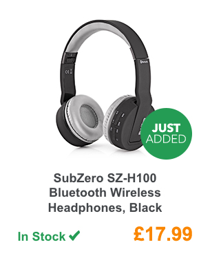 SubZero SZ-H100 Bluetooth Wireless Headphones, Black.
