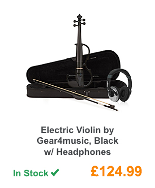 Electric Violin by Gear4music, Black w/ Headphones.