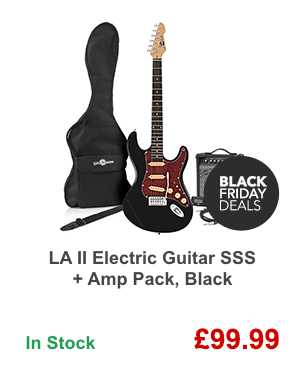 LA II Electric Guitar SSS + Amp Pack, Black.