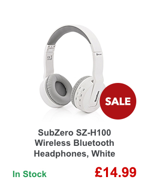 SubZero SZ-H100 Wireless Bluetooth Headphones, White.