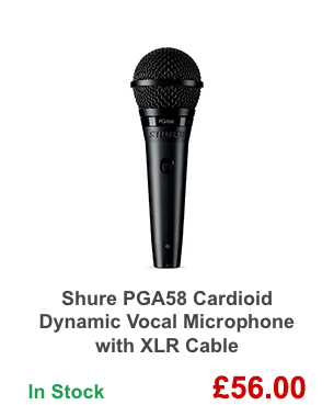 Shure PGA58 Cardioid Dynamic Vocal Microphone with XLR Cable.