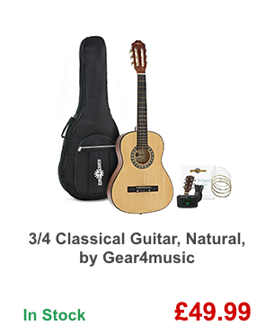 3/4 Classical Guitar, Natural, by Gear4music.