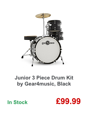 Junior 3 Piece Drum Kit by Gear4music, Black.