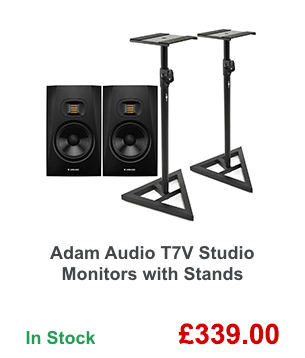 Adam Audio T7V Studio Monitors with Stands.