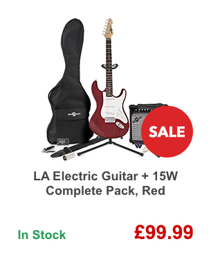 LA Electric Guitar + 15W Complete Pack, Red.