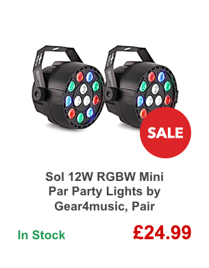 Sol 12W RGBW Mini Par Party Lights by Gear4music, Pair.