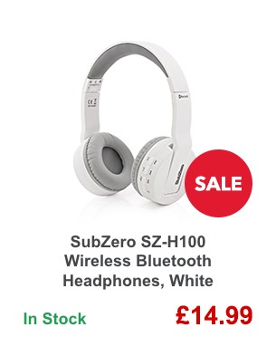 SubZero SZ-H100 Wireless Bluetooth Headphones, White.