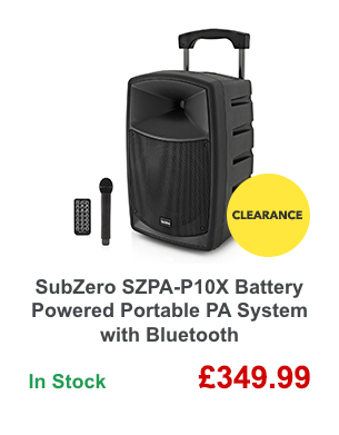 SubZero SZPA-P10X Battery Powered Portable PA System with Bluetooth.