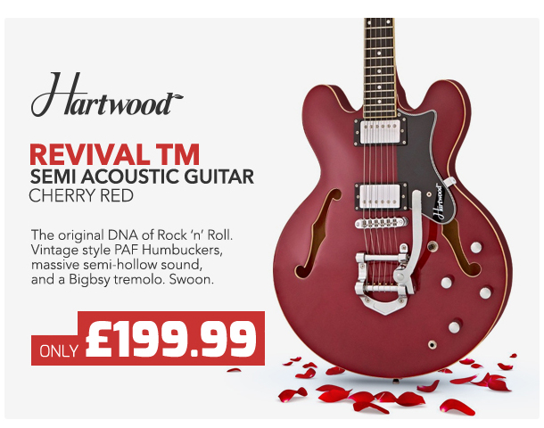 Hartwood Revival TM Semi Acoustic Guitar, Cherry Red