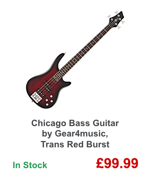 Chicago Bass Guitar by Gear4music, Trans Red Burst.