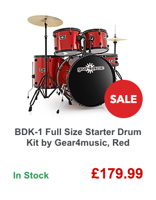 BDK-1 Full Size Starter Drum Kit by Gear4music, Red.