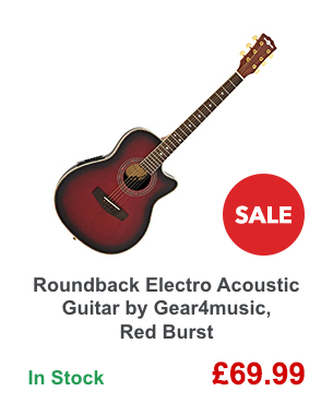 Roundback Electro Acoustic Guitar by Gear4music, Red Burst.