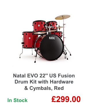 Natal EVO 22'' US Fusion Drum Kit with Hardware & Cymbals, Red.