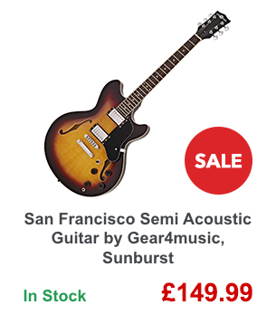 San Francisco Semi Acoustic Guitar by Gear4music, Sunburst