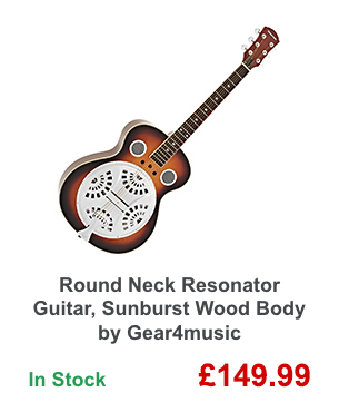 Round Neck Resonator Guitar, Sunburst Wood Body by Gear4music