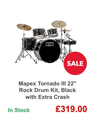 Mapex Tornado III 22 Inches Rock Drum Kit, Black with Extra Crash