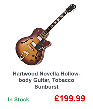 Hartwood Novella Hollowbody Guitar, Tobacco Sunburst