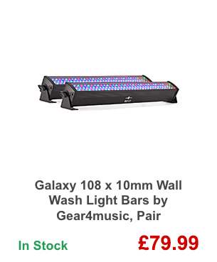 Galaxy 108 x 10mm Wall Wash Light Bars by Gear4music, Pair